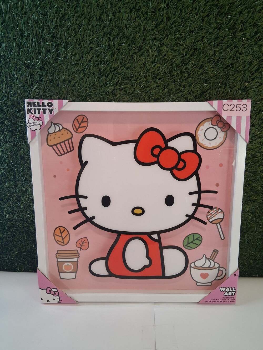 Hello Kitty Sanrio 3D Shadow Box Framed Wall Art Coffee Donut Café Decor 16x16